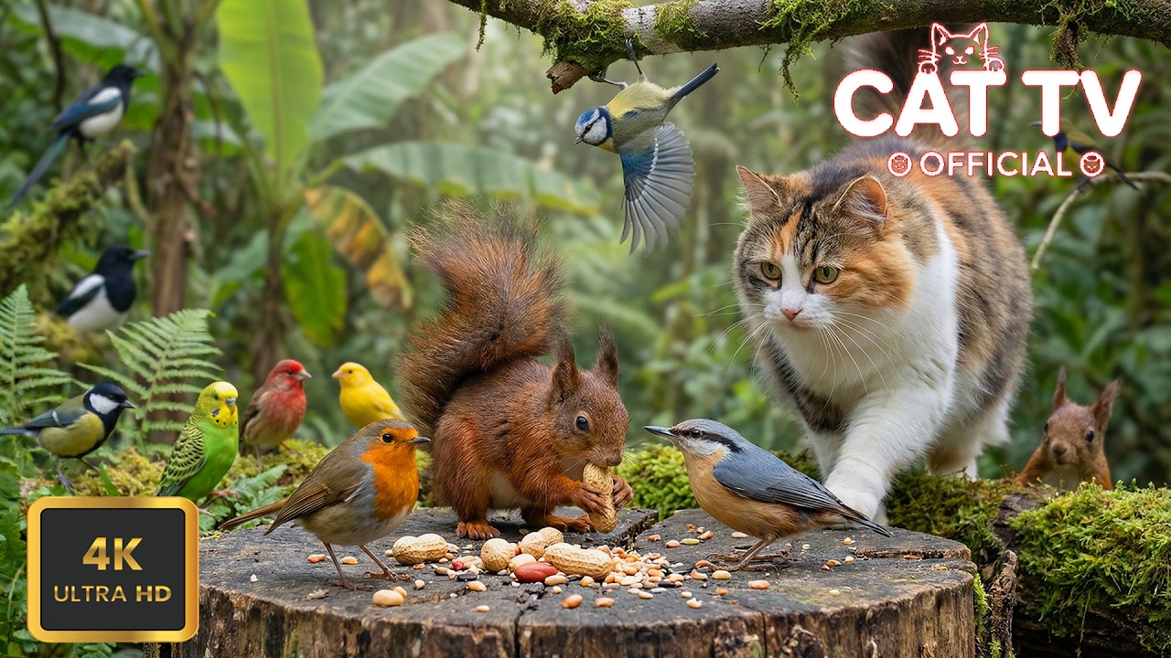 Cat TV Для Кошек 😺 Птицы И Белки 4K HDR | Cat TV Official