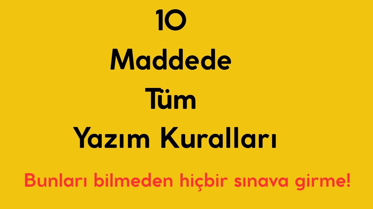 Yazım Kuralları Tek Video | Nokta Atış | PDF | 