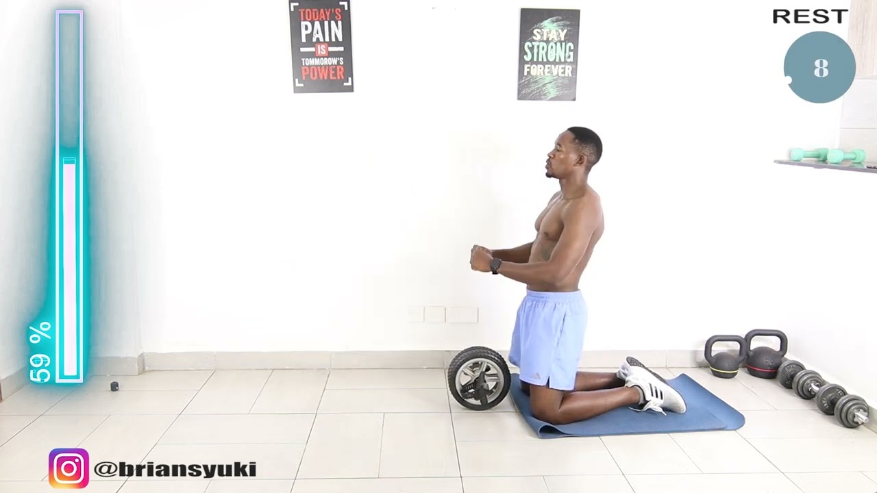 10-Minute TABATA AB WHEEL ROLLER WORKOUT for Ripped Six Pack Abs