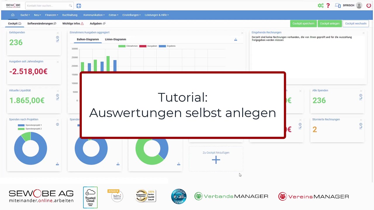 SEWOBE Vereinssoftware: Auswertungen anlegen im VereinsMANAGER
