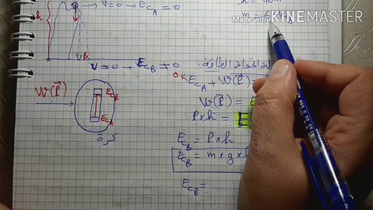 تمرين14 صفحة 48 حول العمل والطاقة الحركية الانسحابية