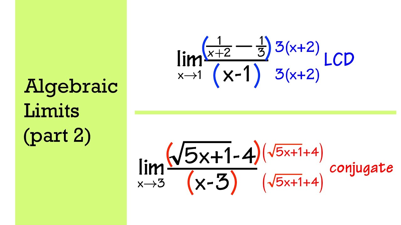 calculus 1, algebraic limits (part 2, complex fraction & conjugate)