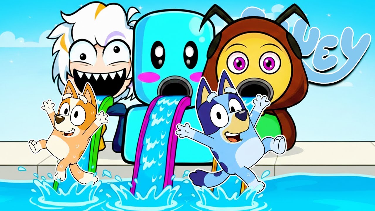 BLUEY ELIGE EL TOBOGAN CORRECTO DE YOUTUBERS MAS GRANDE | Las Aventuras de BLUEY en ROBLOX!