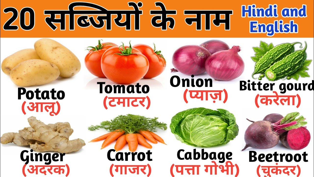 20 सब्जियों के नाम || Vegetables Name in Hindi and English With Pictures | Vegetables for kids
