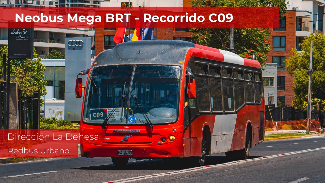 Mini Viaje en Neobus Mega BRT de Redbus por Recorrido C09 dirección La Dehesa - Transantiago
