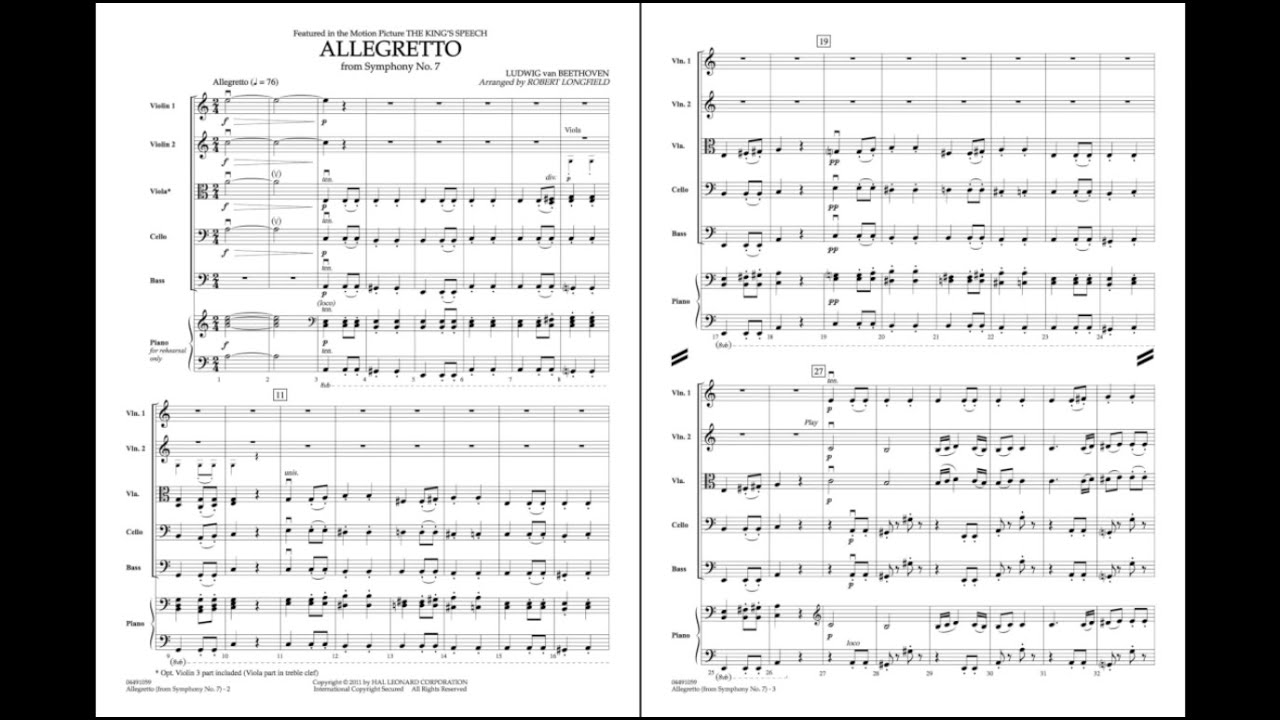 Allegretto (from Symphony No. 7) by Beethoven/arr. Longfield