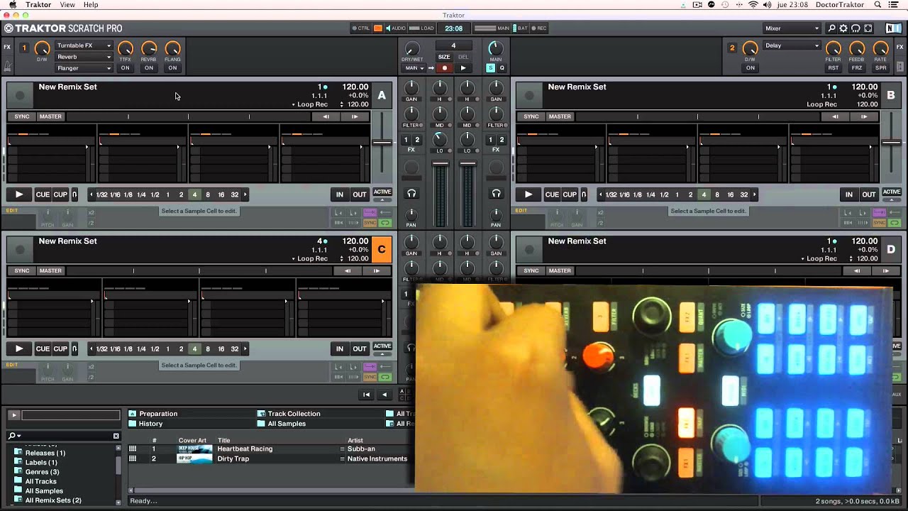 Manejar 4 remix decks con una X1