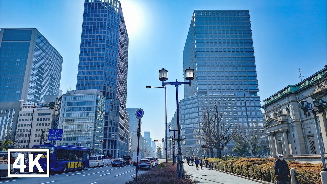 大阪現代街景｜玻璃帷幕大樓構成的城市風景｜4K