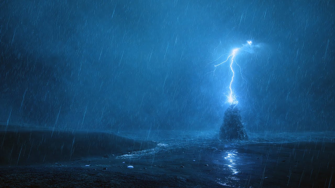 Non-Stop Coastal Thunderstorm & Rain for Deep Sleep | Sleep Sounds - Dimmed Screen