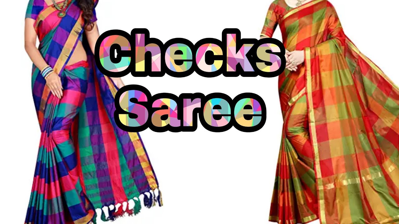 stylish checks Saree collection |