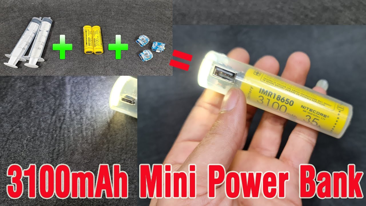 How to Make a 3100mAh Power Bank Led Light 2 in 1 using Syringe