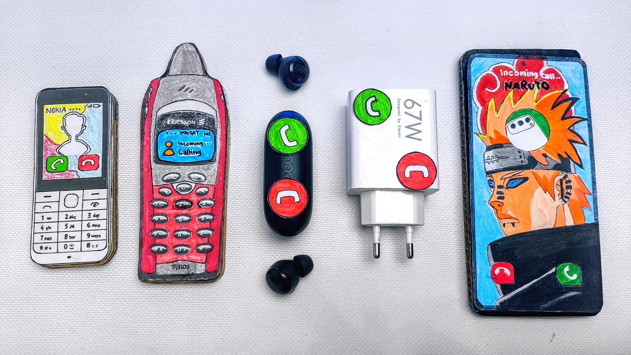 Nokia 112 vs Ericsson R10s vs Earbuds Phone vs Charger Phone vs Galaxy S25 Naruto incoming call