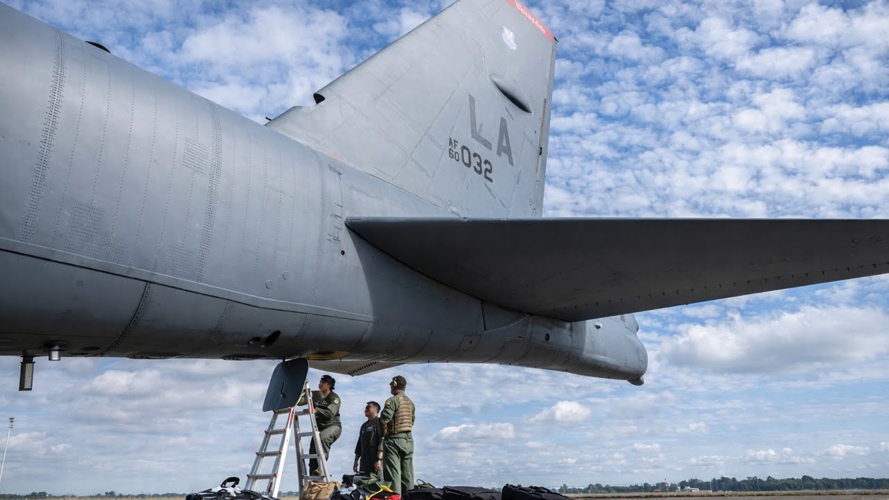 bomb installation on a B-52 bomber