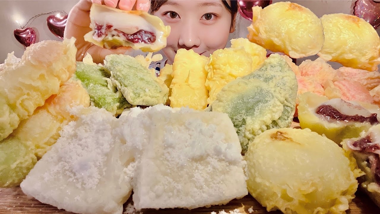 ASMR Жареные моти【русские субтитры】【Mukbang/ Eating Sounds】
