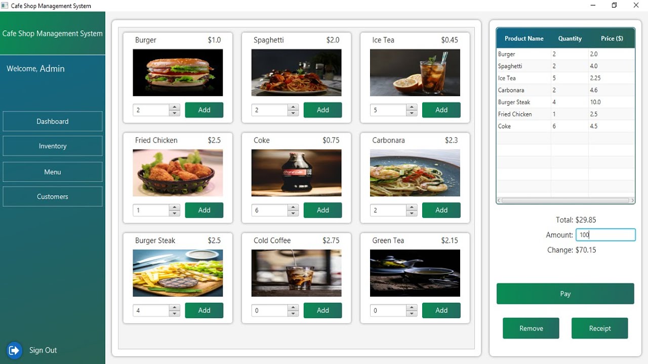 JavaFX Project - Cafe Shop Management System with Source Code
