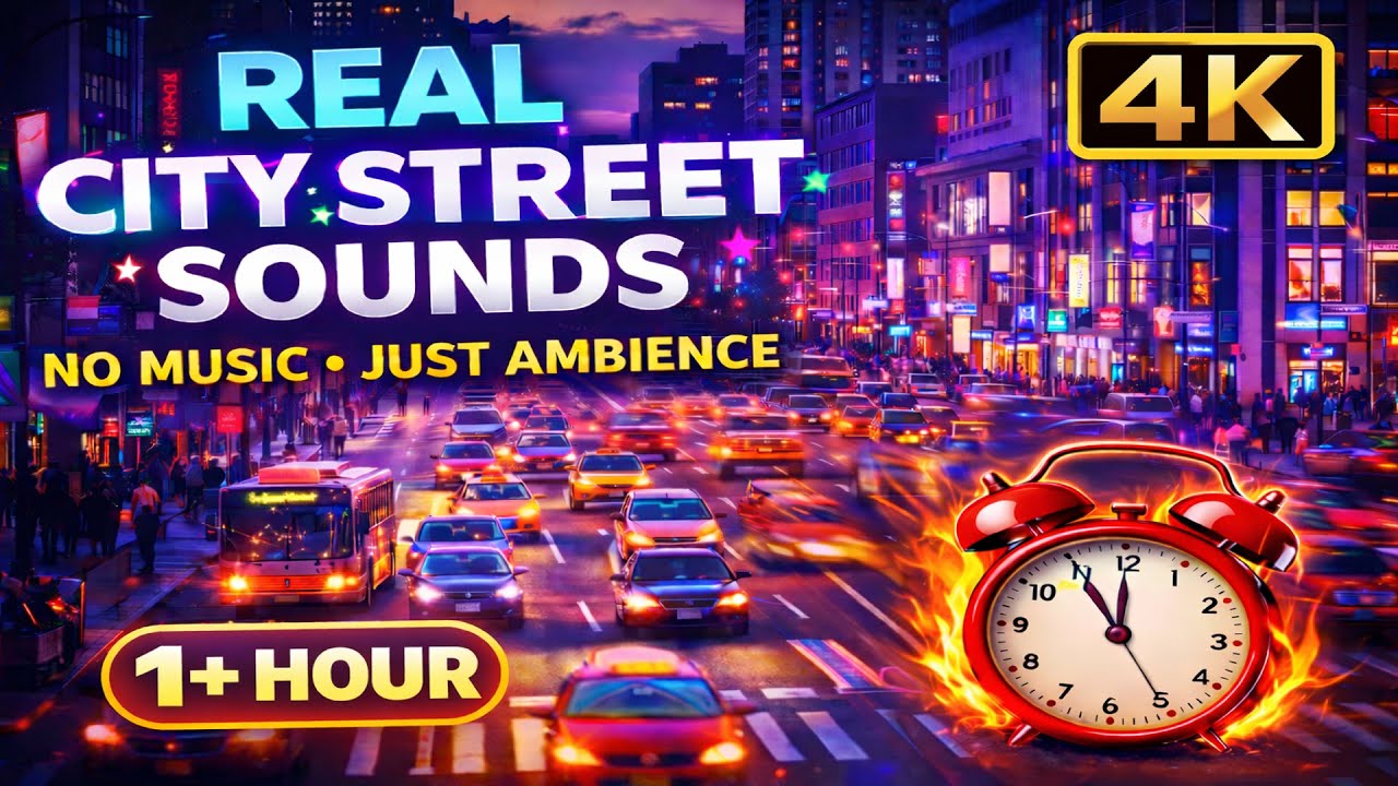 🔥 REAL City Street Sounds &ndash; 1+ Hour of Busy Urban Ambience 🚦 (No Music)
