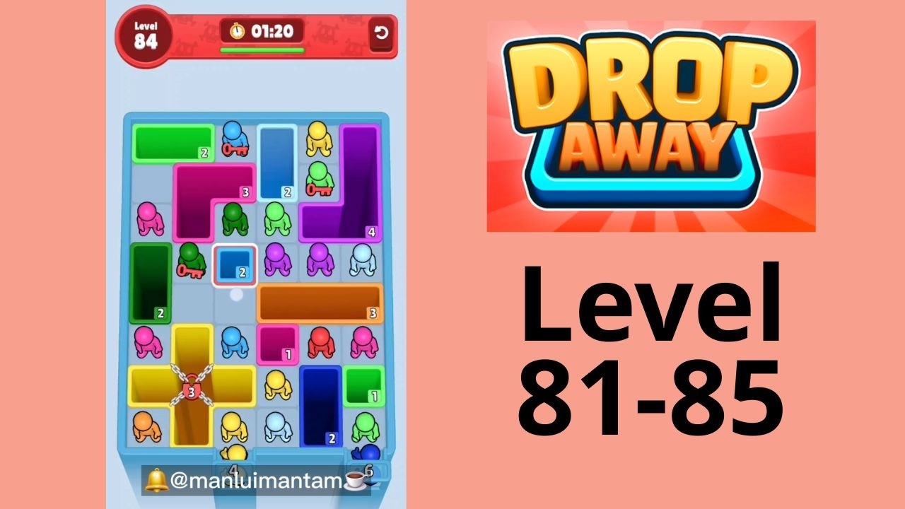 Drop Away Level 81-85 | Color Puzzle ASMR #dropaway #asmrgaming #manluimantamasmr