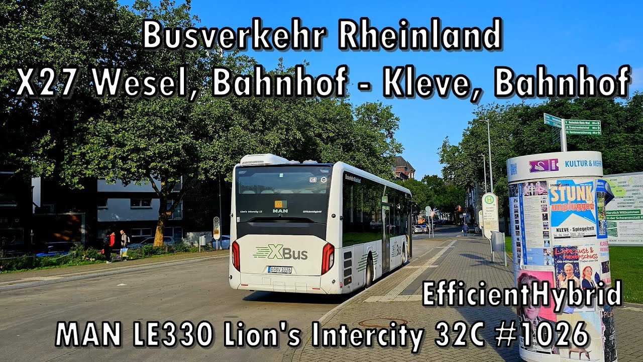 Busverkehr Rheinland - Linie X27, MAN LE330 Lion's Intercity 32C EfficientHybrid #1026