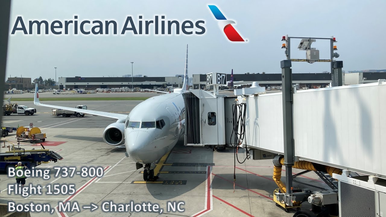(HD/60) American Airlines flight 1505 from Boston to Charlotte.