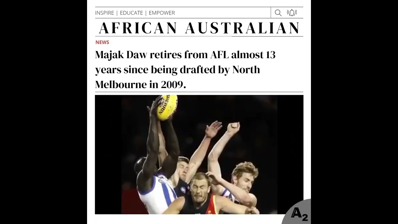 31yo Majak Daw retires from #AFL. 54 games, 43 goals & won the 2016 Brownlow Mark of the Year.