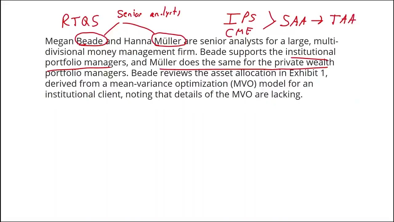 2025 Schwes CFA Level 3 Institute Question Review Videos -Principles of Asset Allocation Beade and