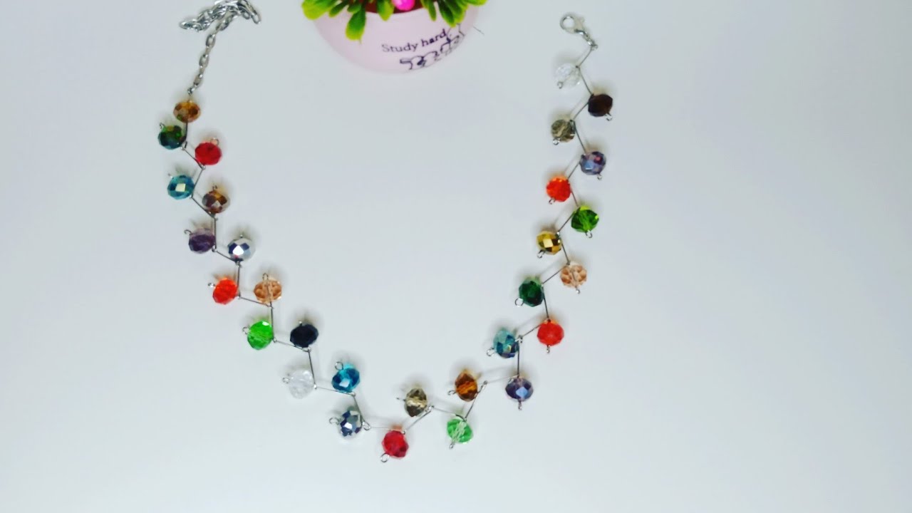 طريقة  عمل عقد زجزاج من خرز الكريستال
