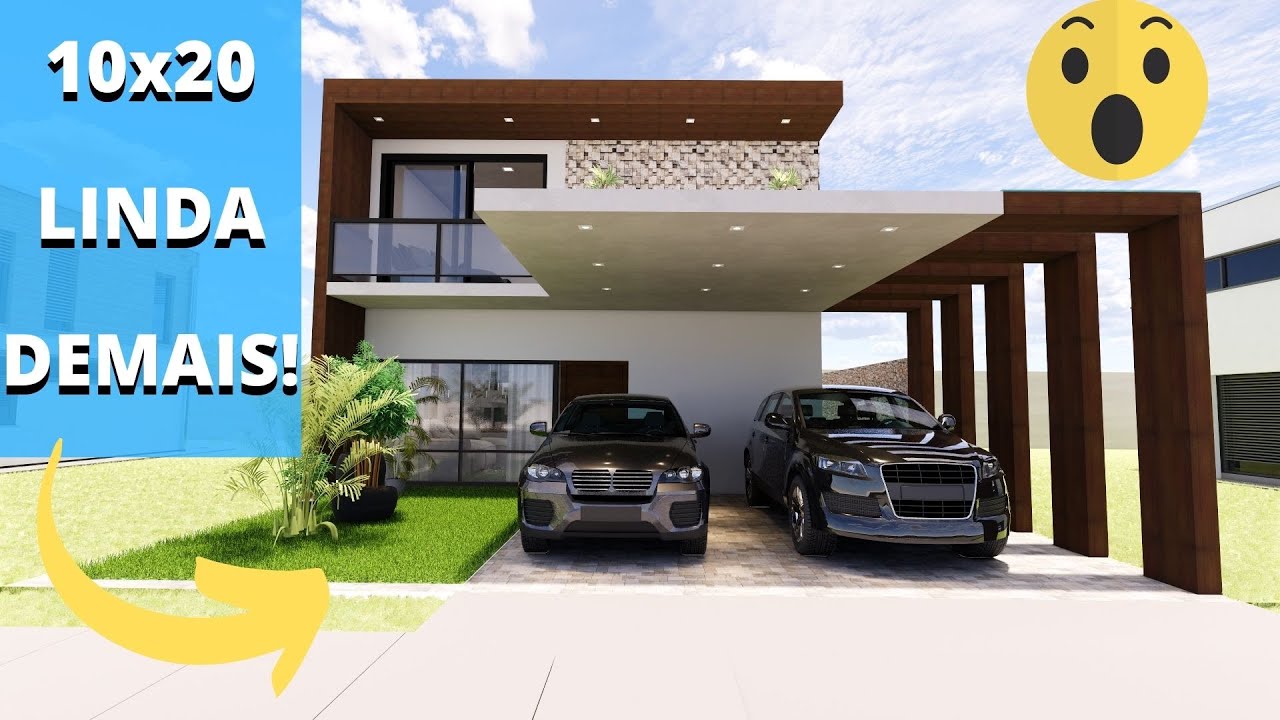 ✅PLANTA DE CASA TIPO SOBRADO MODERNO COM 3 QUARTOS PARA TERRENO 10X20