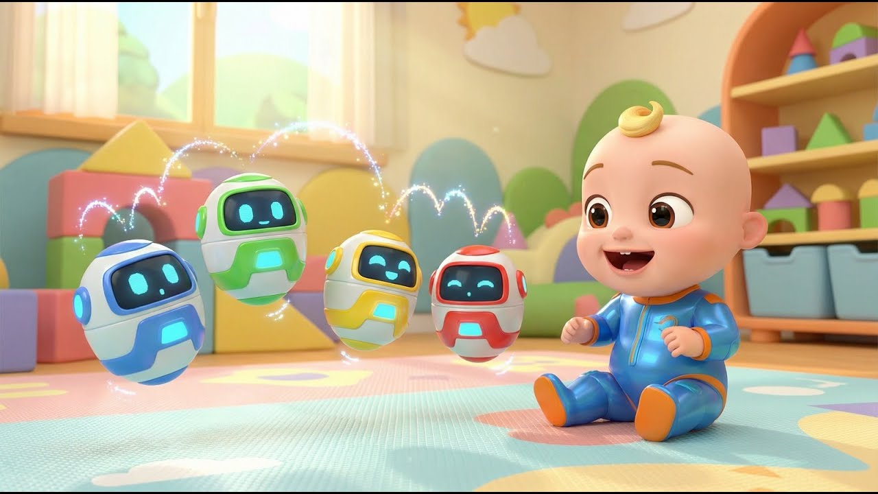 Five Little Robots Buzzing Around | Counting & Fun Kids Song 🤖
