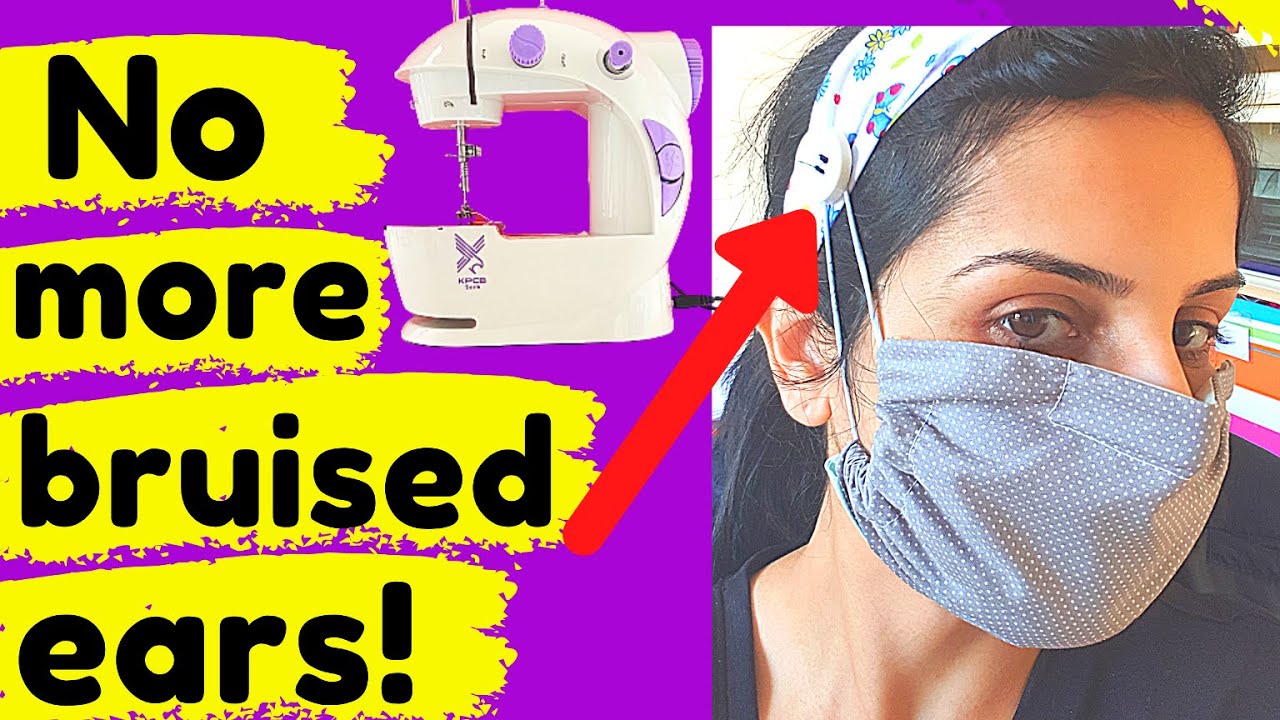 How to Sew an Easy Headband with Buttons for Medical Face Mask | Mini Sewing Machine Tutorial