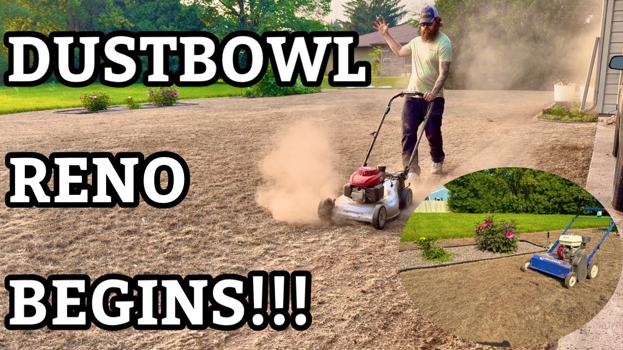 Lawn Renovation Continues. Scalping and Dethatching the Lawn. Dusty as EVER!!!