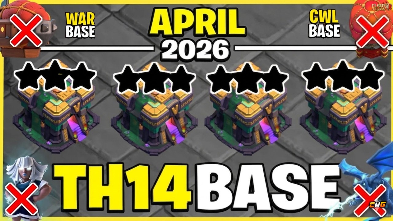 TOP 5! NEW BEST Town Hall 14 (TH14) BASE + COPY LINK 2026 | TH14 WAR/CWL BASE | Clash of Clans