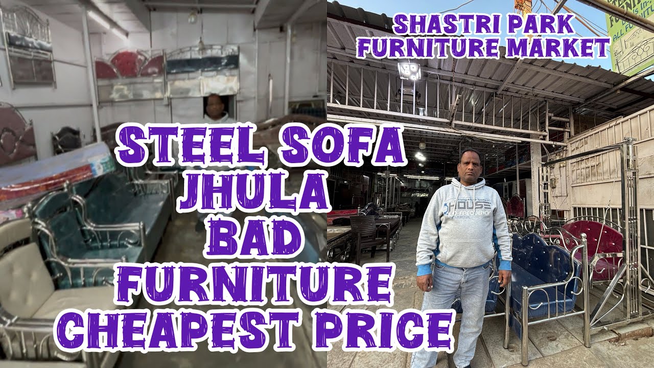 Cheapest steel furniture  jhola,sofa, bad,   😳in shastri park  #furnituremarket 