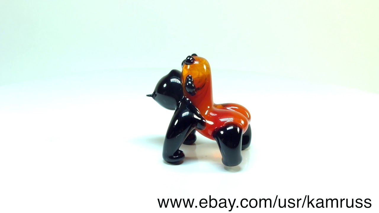 Glass Figurine Gorilla.  Murano Art. Handmade Miniature Dollhouse ornament. OOAK