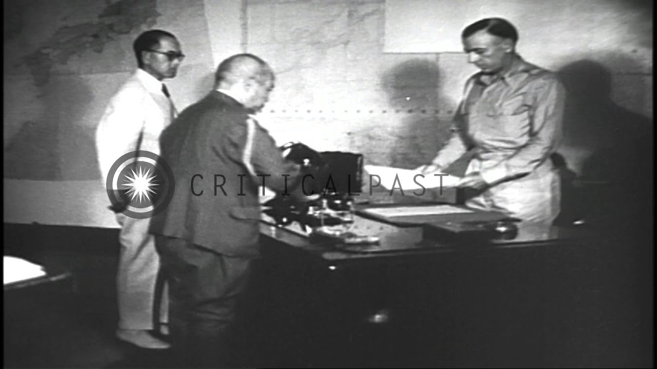 Japanese delegation meets with members of General MacArthur's staff to plan forma...HD Stock Footage