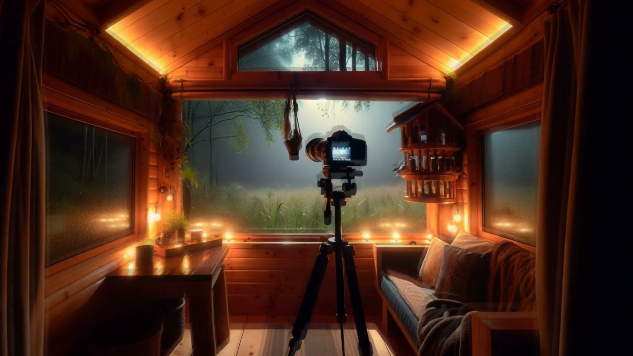 Sleep in a Woodland birdwatching hut | gentle rain | 5 hours
