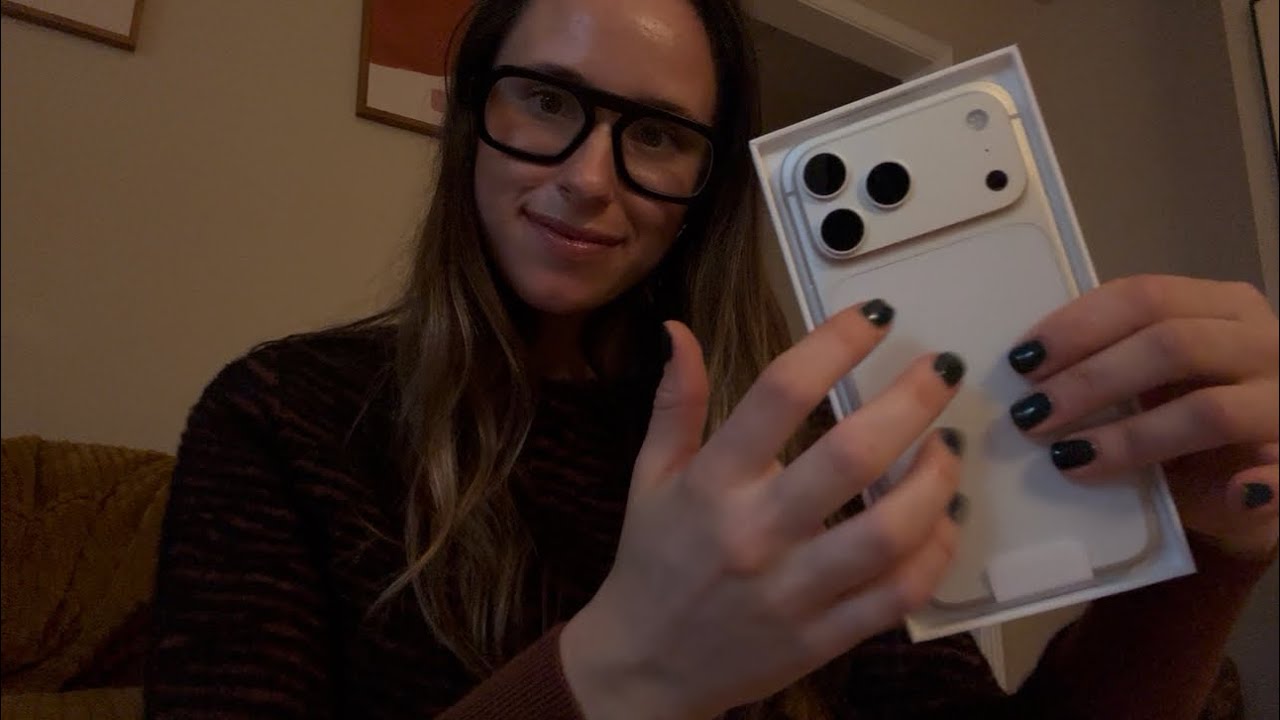 ASMR Unboxing and tapping a new iPhone 17 *full gain asmr*