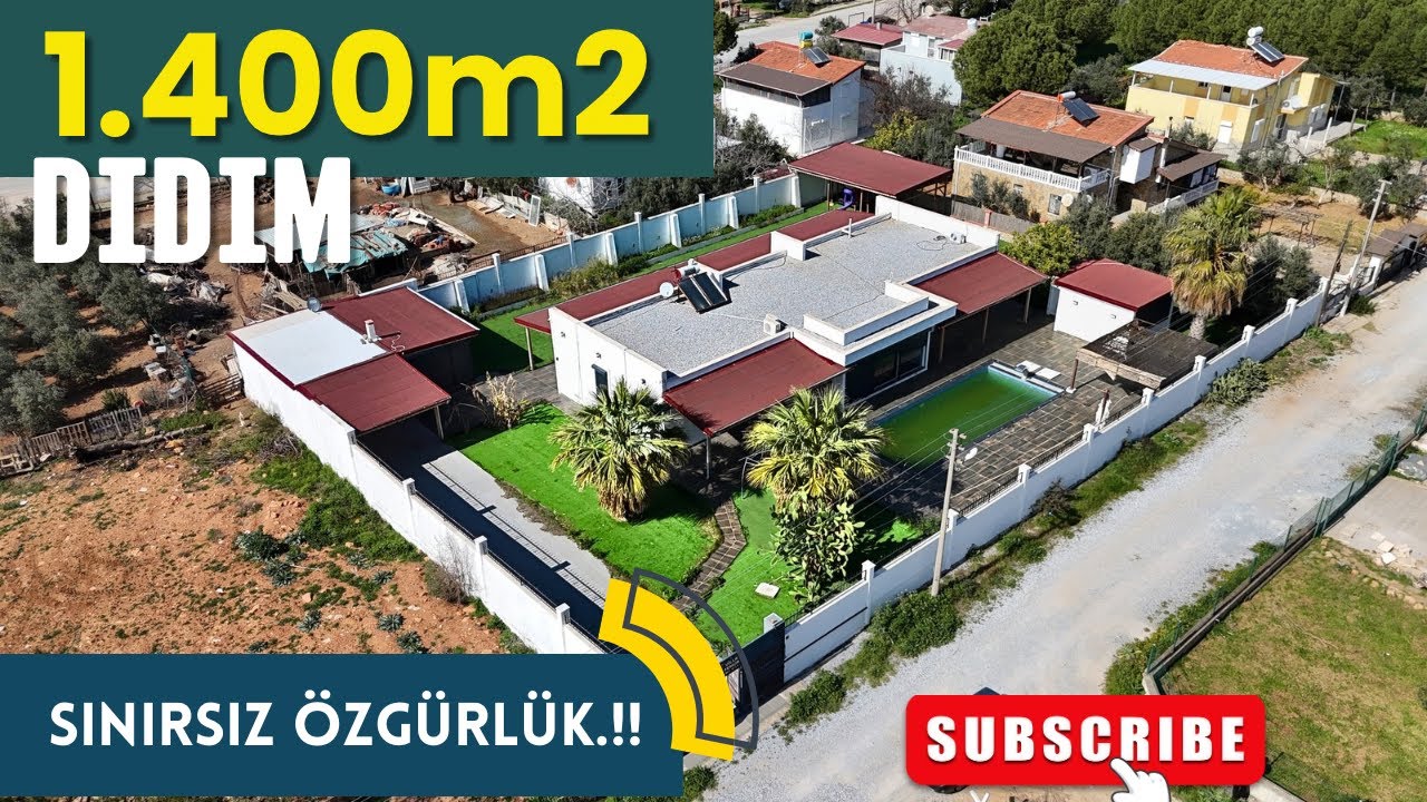SINIRSIZ ÖZGÜRLÜK! 1.400m2 Bahçeli, 2 Müştemilatlı, Tam İzole Lüks Villa | Didim YEŞİLTEPE.!