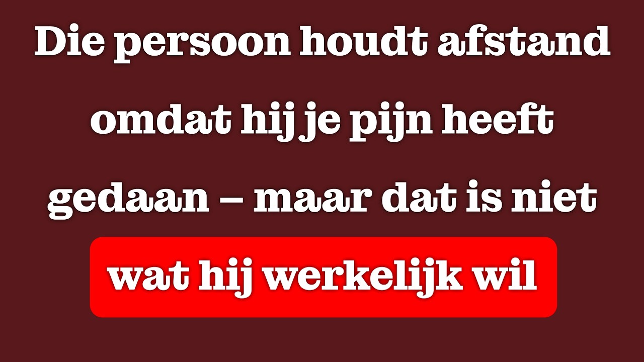 Deze persoon houdt afstand omdat hij of zij je heeft gekwetst, maar dat is niet wat hij of zij wil