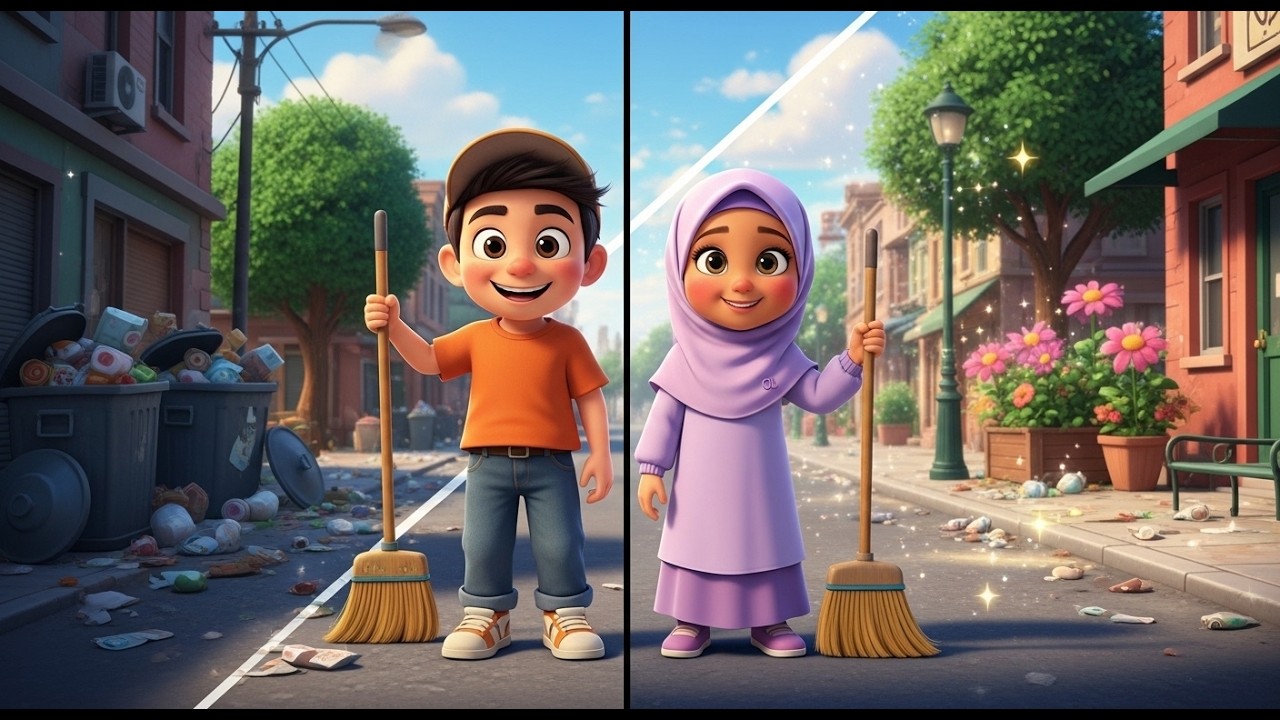 Cleanliness is Half of Faith 🧹✨ | Laiba & Yusuf #muslimkids #animation