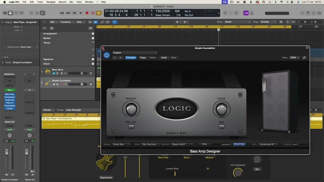 Bass Player Track di Logic Pro: cos'è e come funziona