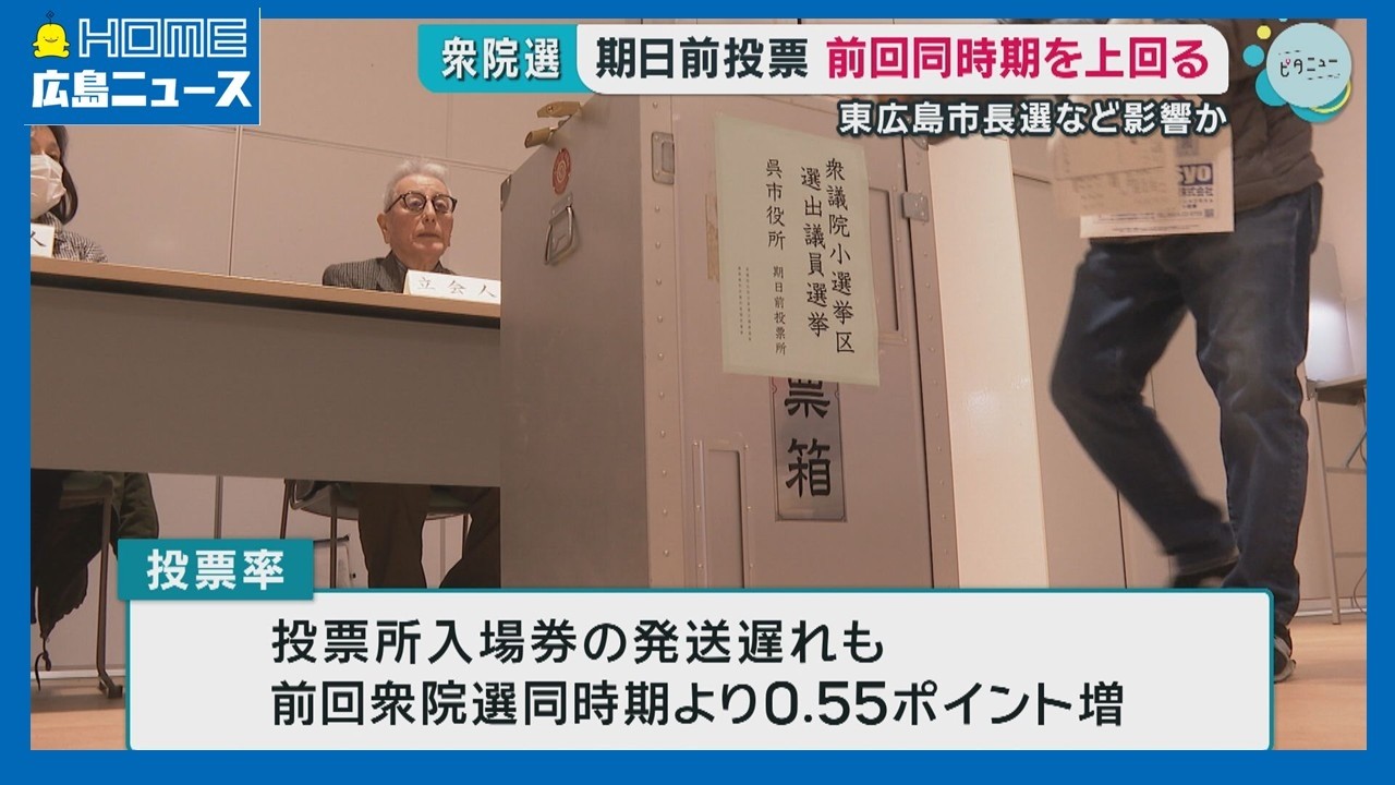 衆院選期日前投票の中間状況発表　前回衆院選同時期上回る