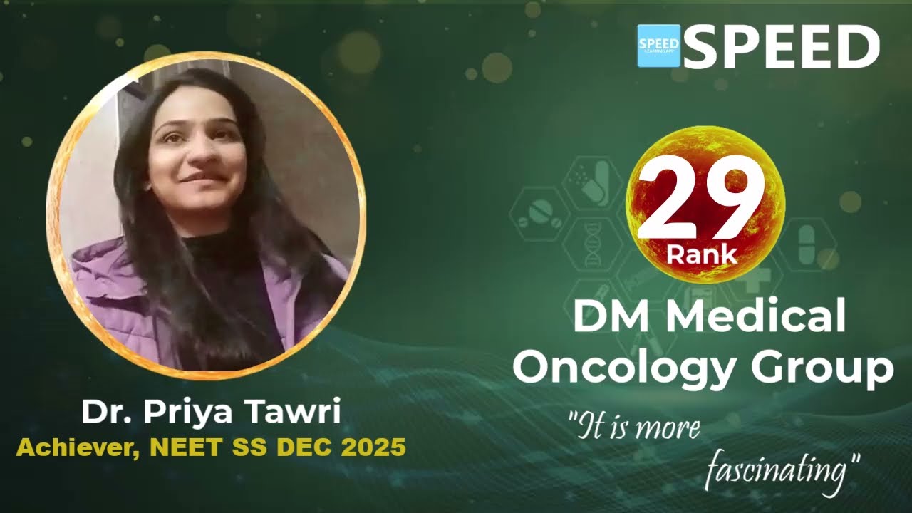 NEET SS DEC 2025 Rank 29 | Dr.Priya Tawri | DM Medical Oncology| SPEED