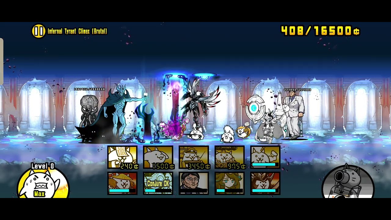 Defeating Infernal Tyrant Nyandam (Infernal Tower Climax) with Lunos+Ultra Jizo+Ultra Cosmo+Hanayama