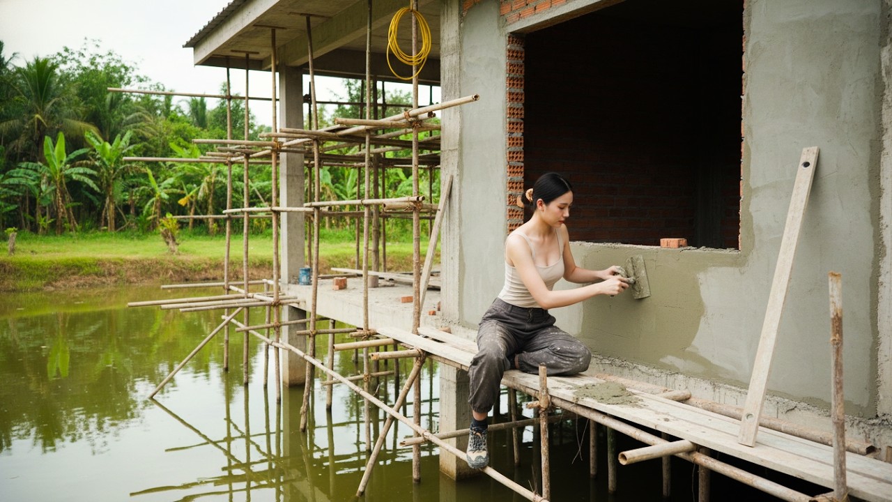 80% Completed – Brick Walls Finished, CEO Girl Starts Plastering Pond House Dream | Part 2