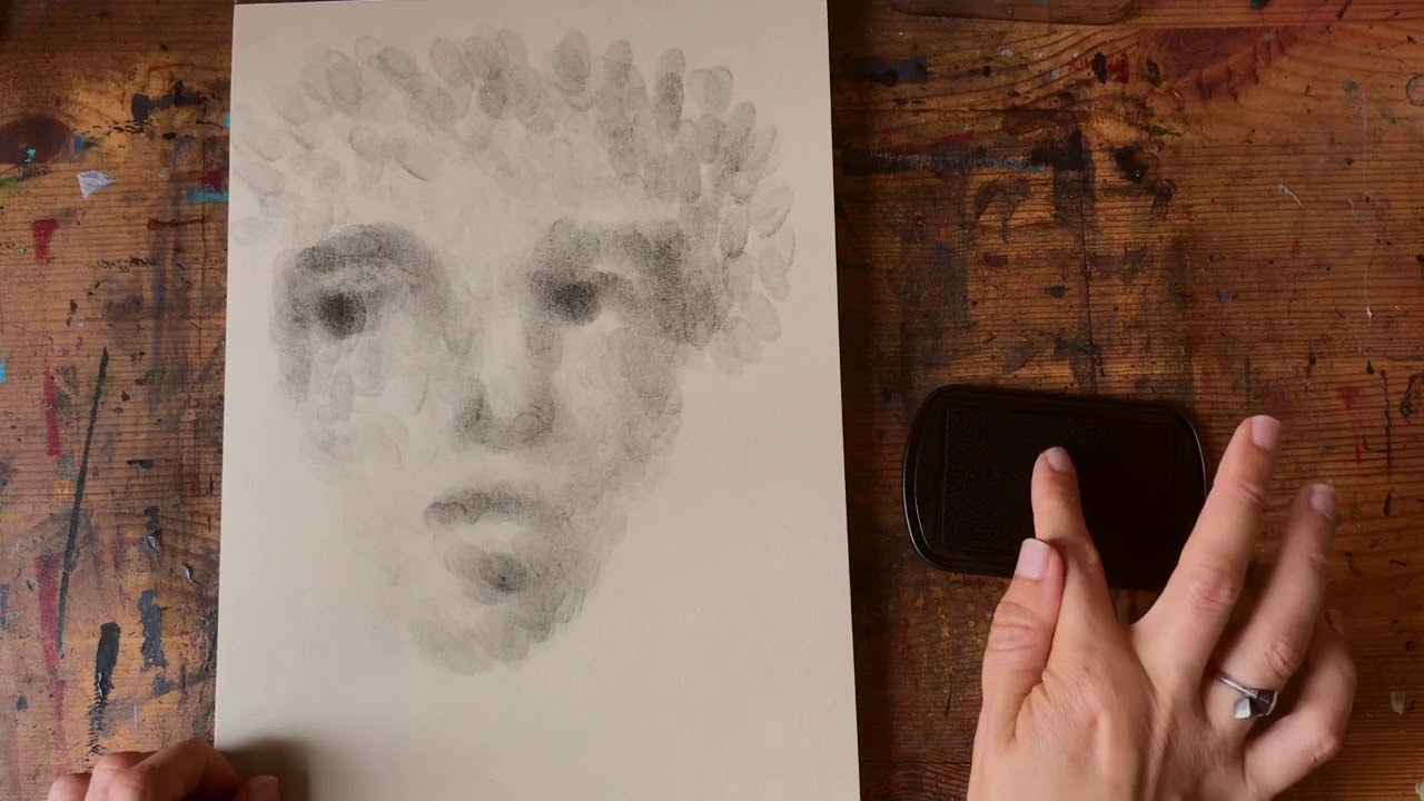 Mini lesson: practice your values with a finger print portrait