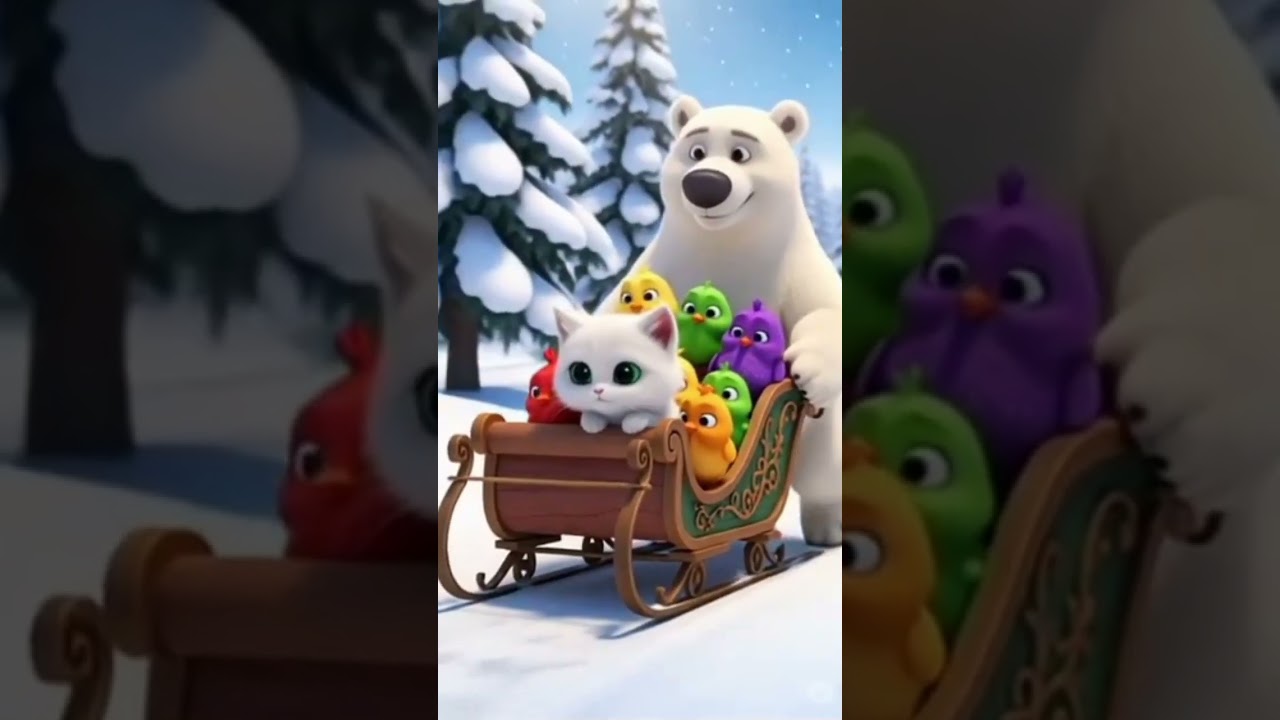 Snow Ride with Bear, Cat, and Chicks! 