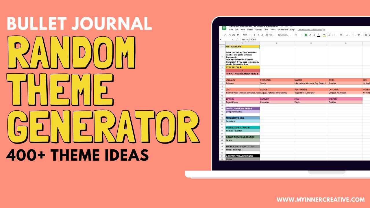 Bullet Journal Theme Random Theme Generator - Quick Tutorial!