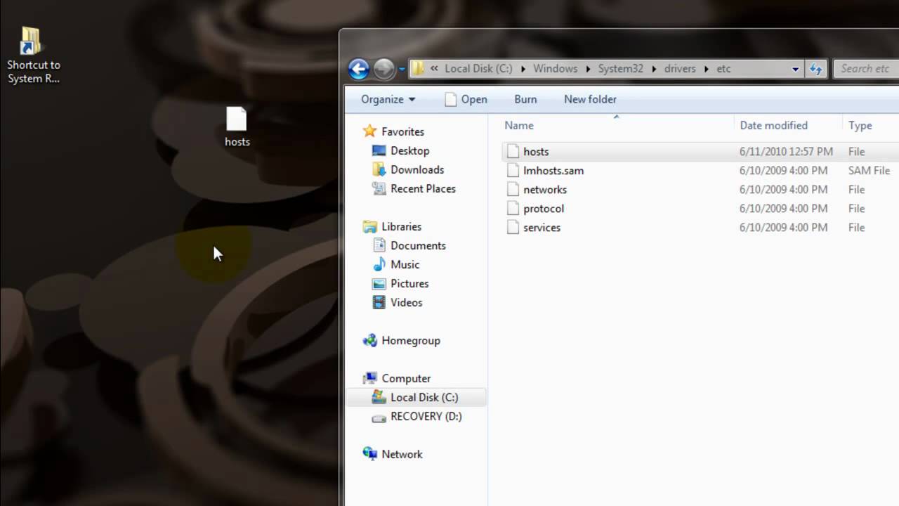 How to Edit the Hosts File in Win7