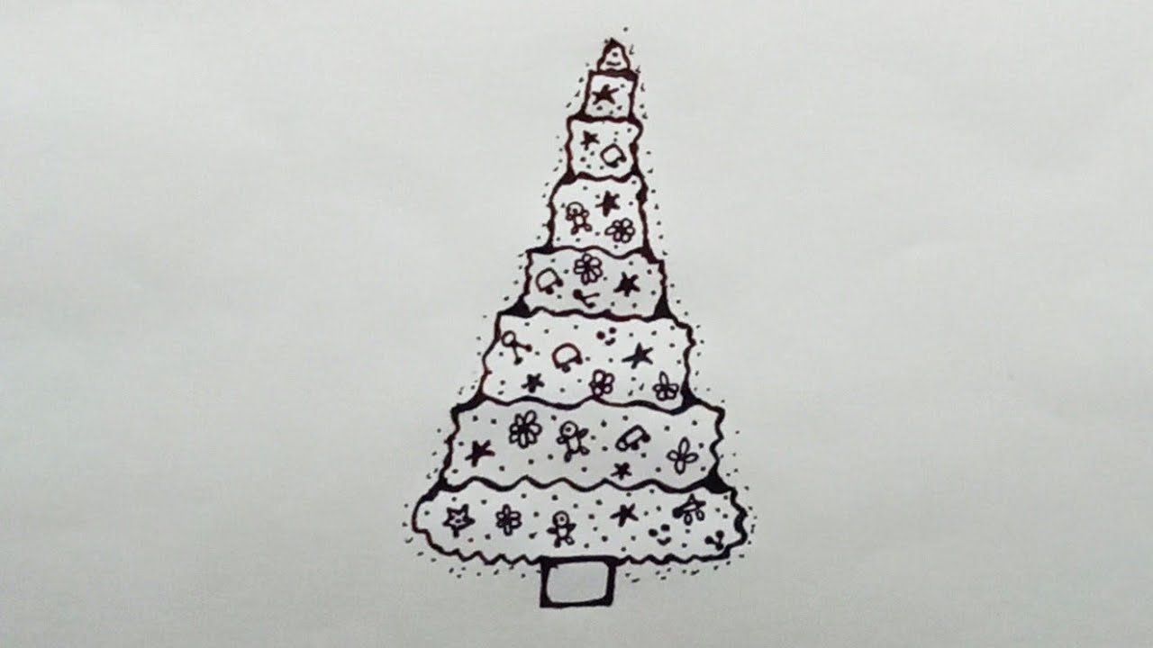 How to Draw A Christmas Tree 🎄 | Easy Step by Step Drawing | Xmas Tree Drawing