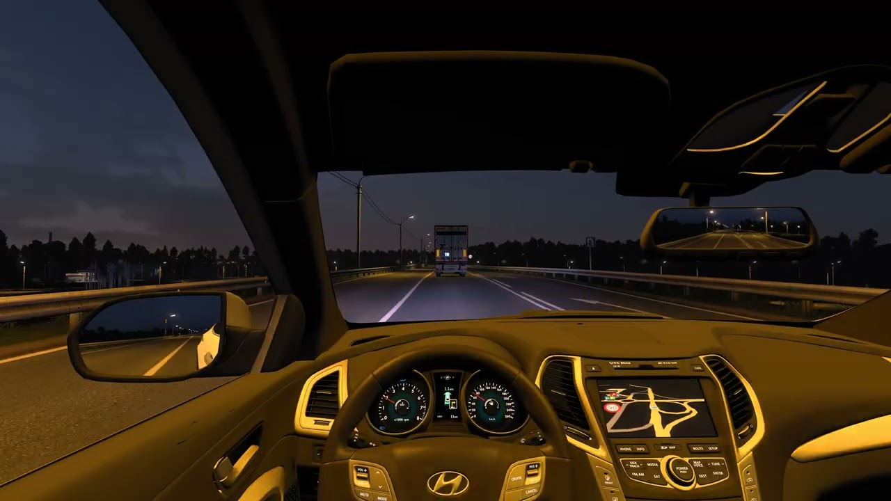 Euro Truck Simulator 2 | Pskov - Ivangorod | Hyundai Santa Fe 2014 | Night trip | 4K Ultra Settings